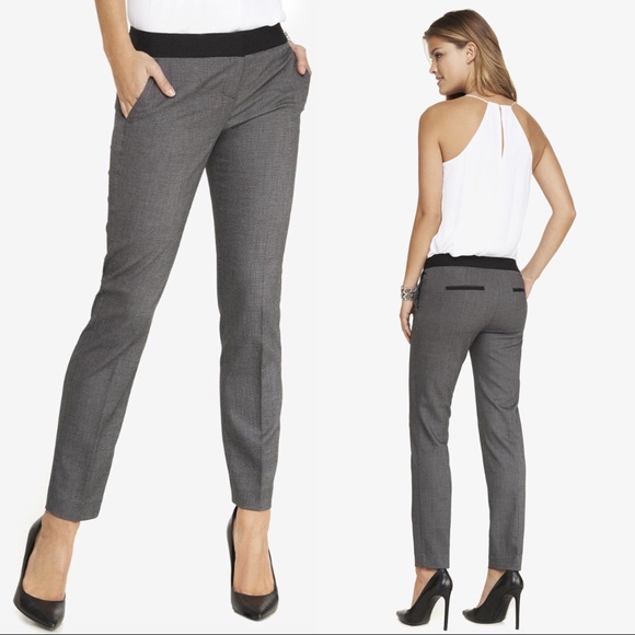 Express Contrast Ankle Pants (Gray & Black) - Picture 1 of 5